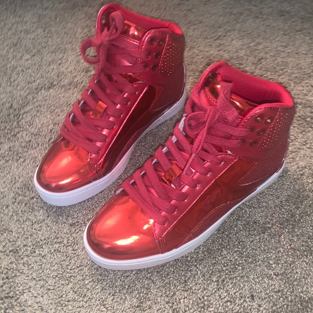 red hip hop shoes by pastry